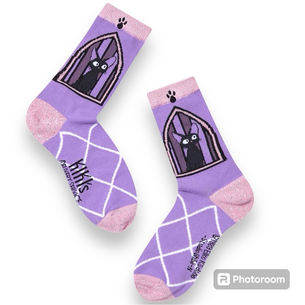Studio Ghibli Kiki's Delivery Service Jiji Stained Glass Crew Socks